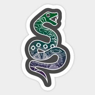 Mexican Aztec Snake Design Green and Purple Sticker